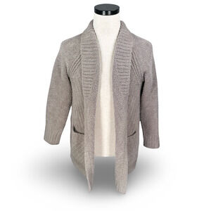 Barefoot Dreams Directional Ribbed Cardigan Sweater Women’s XS Taupe Open Front